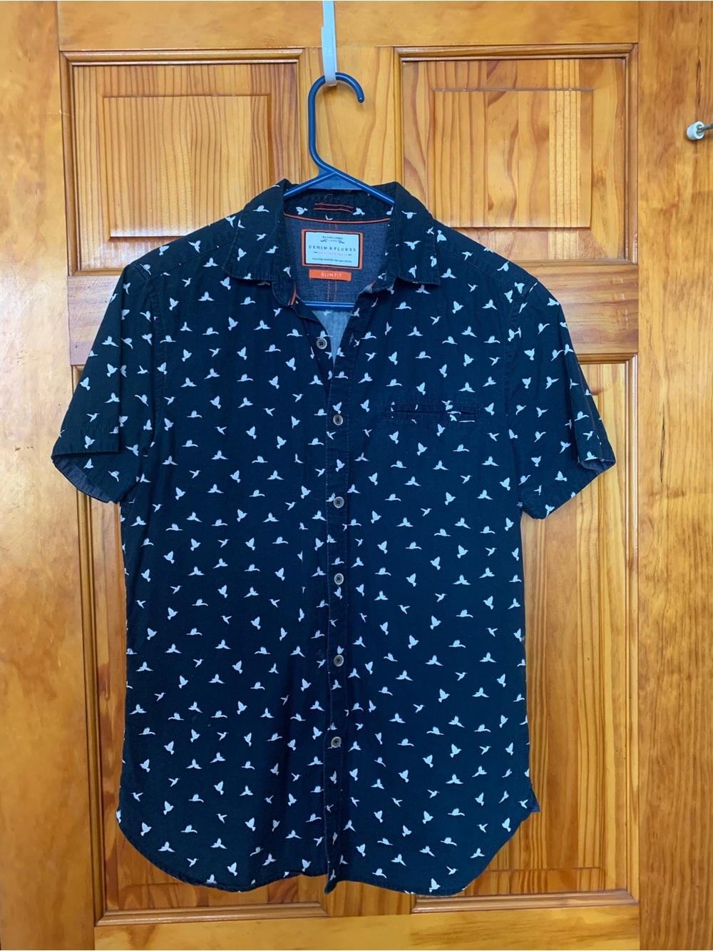 Short-Sleeve Button-Down Shirt with Print